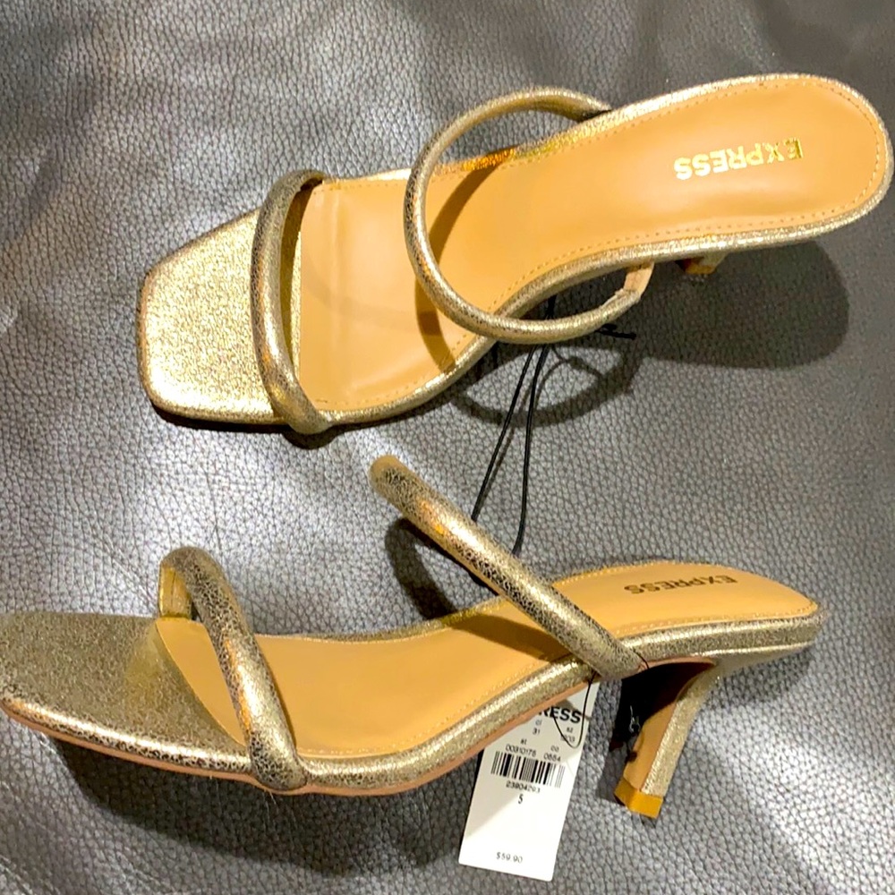 Gold kitten heel sandal